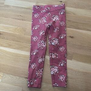 Janie and Jack pink floral leggings with buttons at ankles. Size 5.